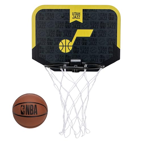 Franklin Sports NBA Utah Jazz Mini Over the Door Basketball Hoop - Kids Indoor Mini Hoop with Ball - NBA Fan Shop Toy for Bedroom + Office - Over the Door Set