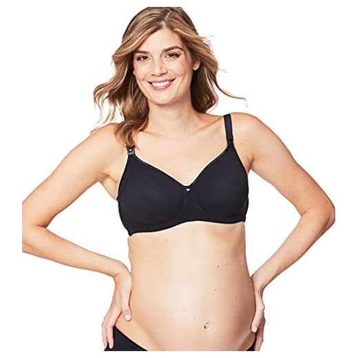 Cake Maternity Croissant Mjuk bygel-bh för amning, full kupa Flexi trådstödjande moderskapsbh, Svart, 75F