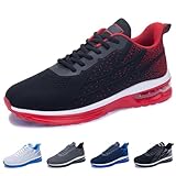 Air Cushion Running Shoes Men Wide Toe Box Slip on Tennis Walking Shoes Breathable Arch Support Soft Sole Low Top Sneakers Lightweight Fashion Red