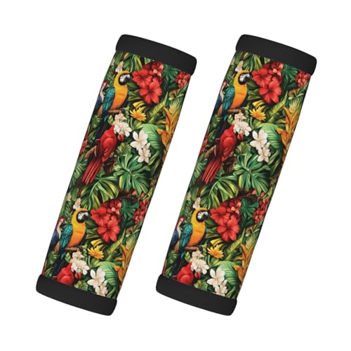 2 Pcs Luggage Handle Wraps for Suitcase - Fashion Tropical Colorful Parrot A Print Luggage Handle Covers, Suitcase Tags Identifiers for Suitcases, Travel Essentials for Flying Accessories