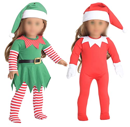 sweet dolly 18 inch Christmas Doll Clothes, 18 inch Christmas Elf Clothing Costume Santa's Little Helper Outfits for 18 inch Doll (Dolls Not Included)
