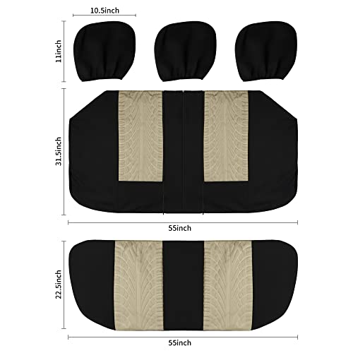 Varcozy Set Completo Di Coprisedili Anteriori E Coprisedili Posteriori Per Auto, Coprisedili Universali In Tessuto, Per Suv, Berlina, Furgoni, Compatibili Con Airbag, Colore: Nero E Beige - 9