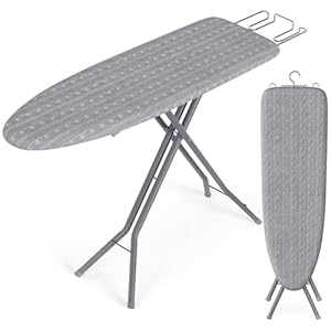 SONGMICS Ironing Board, Foldable Iron Board, Height Adjustable up to 35 Inches, with 4 Layered Cover and Pad, Iron Rest, Hook, Steel X-Legs, for Home, Laundry Room, Dorm, Dove Gray ULLB001G01