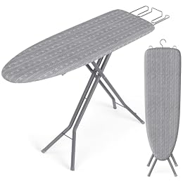 SONGMICS Ironing Board, Foldable Iron Board, Height Adjustable up to 35 Inches, with 4 Layered Cover and Pad, Iron Rest, Hook, Steel X-Legs, for Home, Laundry Room, Dorm, Dove Gray ULLB001G01