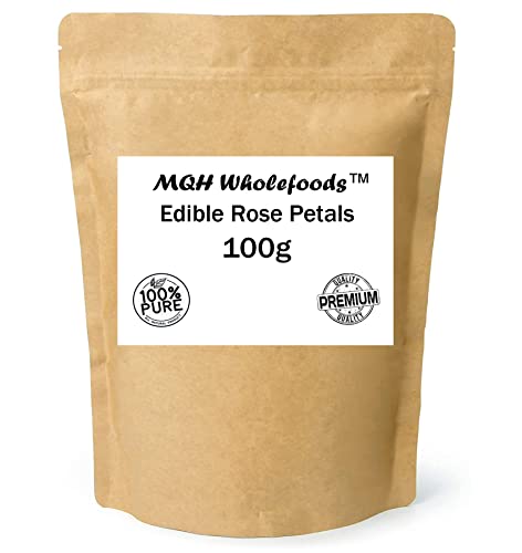 MQH Wholefoods™ Edible & Dried Rose Petals Herbal Tea Decaf Potpourri Etc Choose From 50+ Varieties Single And Mixed Blends (100g Edible Rose Petals)
