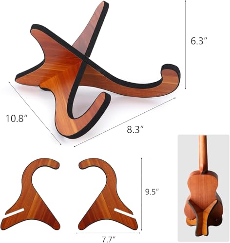 LeSage Wooden Violins Stand Holder, Portable Ukulele Stand Floor Folding Ukelele Stand for Violins, Mandolins,String Instruments - Thumbnail 2