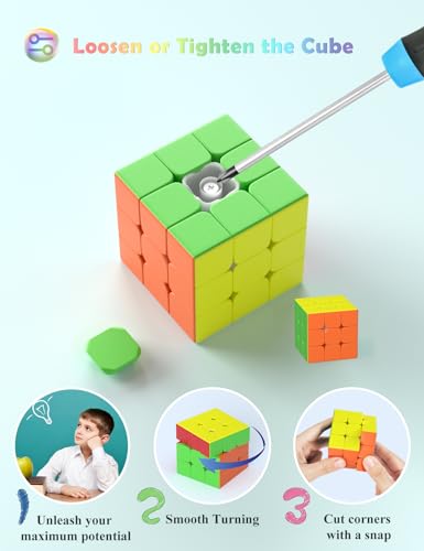 ROXENDA Speed Cube, Stickerless 3 x 3 Cube – Durable Solid & Regular Turning, Best Magic Cube of 3D Puzzle – Spins Faster Than the Original