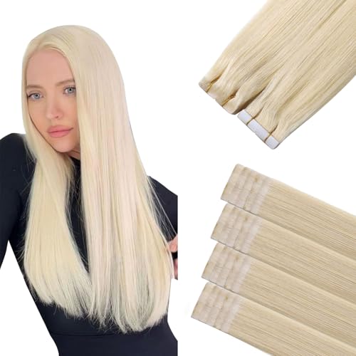 Image of Sindra Invisi Edge Tape in Hair Extensions Human Hair Platinum Blonde