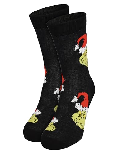 United Labels Grinch Socken für Herren Schwarz 43-46 Herrensocken lustig Weihnachtssocken Grinch Strümpfe