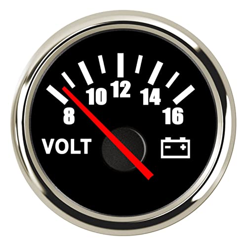 SENEHGMLP(売店) キャラバンカーボートのオートバイ海洋トラックアクセサリーのための12V 24V 52mmのモーターの自動電圧計ボルトゲージ8~32Vの電圧計 自動車用電圧計(BS 816V)