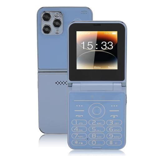 Garsent Klaptelefoons voor ouderen, ontgrendelde mobiele telefoon van 2,6 inch, grote knoppen, grote cijfers, geïntegreerde led-zaklamp, 4 simkaarten in stand-by, 1400 mAh