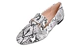 FEVERSOLE Women's Fashion Trim Deco Loafer Slippers Snake Size 8.5 M US