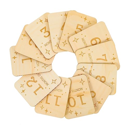12 Pezzi Di Di Legno Stampati Trucioli Di Per La Casa Carte Mensili Oggetti Di Scena Per La Fotografia Di Forniture Per Feste Cardine Per Bambini