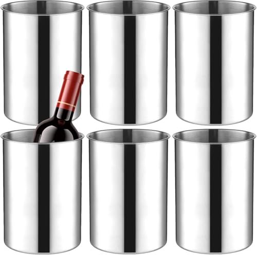 6er Set Stapelbarer Verdickter Edelstahl Eiskübel 750 ML Kühlkübel für Wein, Bier & Champagner, Metall Eiskübel für Partys, Garten-BBQs & Bars (18 cm H x 14.5 cm B)