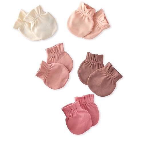 Image of Morgan 5-Pack Baby Mittens 100% Organic Cotton No Scratch Mittens for Newborn Baby Boys & Girls​