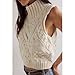 Hixiaohe Turtleneck Crochet Sweater Vest Fall Fashion Knit Sleeveless Tank Tops for Women Lightweight Casual Pullover Clothes(White,S)