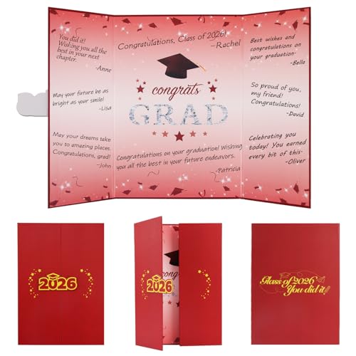 Suyeah Graduation Decorations 2026, Graduation Guest Book, Class of 2026 Grad Guestbook for Graduates Signature Congrats Grad Decorations Supplies Gifts Idea Table Decor (Red)