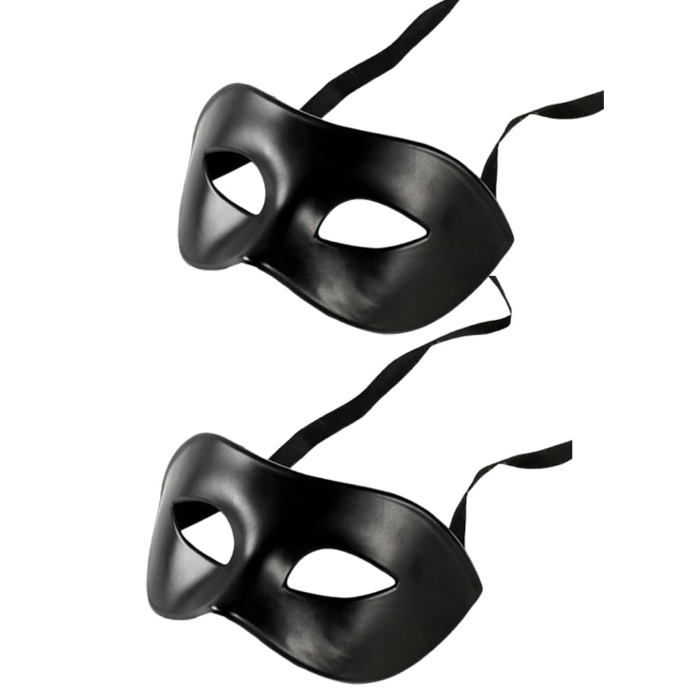 2 x Máscaras de Venecia Máscaras de Mascarada para Hombres Máscaras Negras Máscaras de Disfraz de Mascarada Máscaras de Venecia Mardi Gras Cosplay