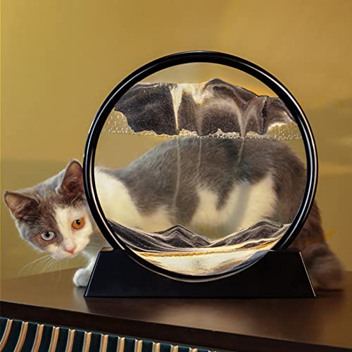 Lrxinki Vloeiend zandschilderij, 7 in rond glazen zandframe beweegbaar zandbeeld vloeiend zand, vloeiend zandschilderij… - Image 7