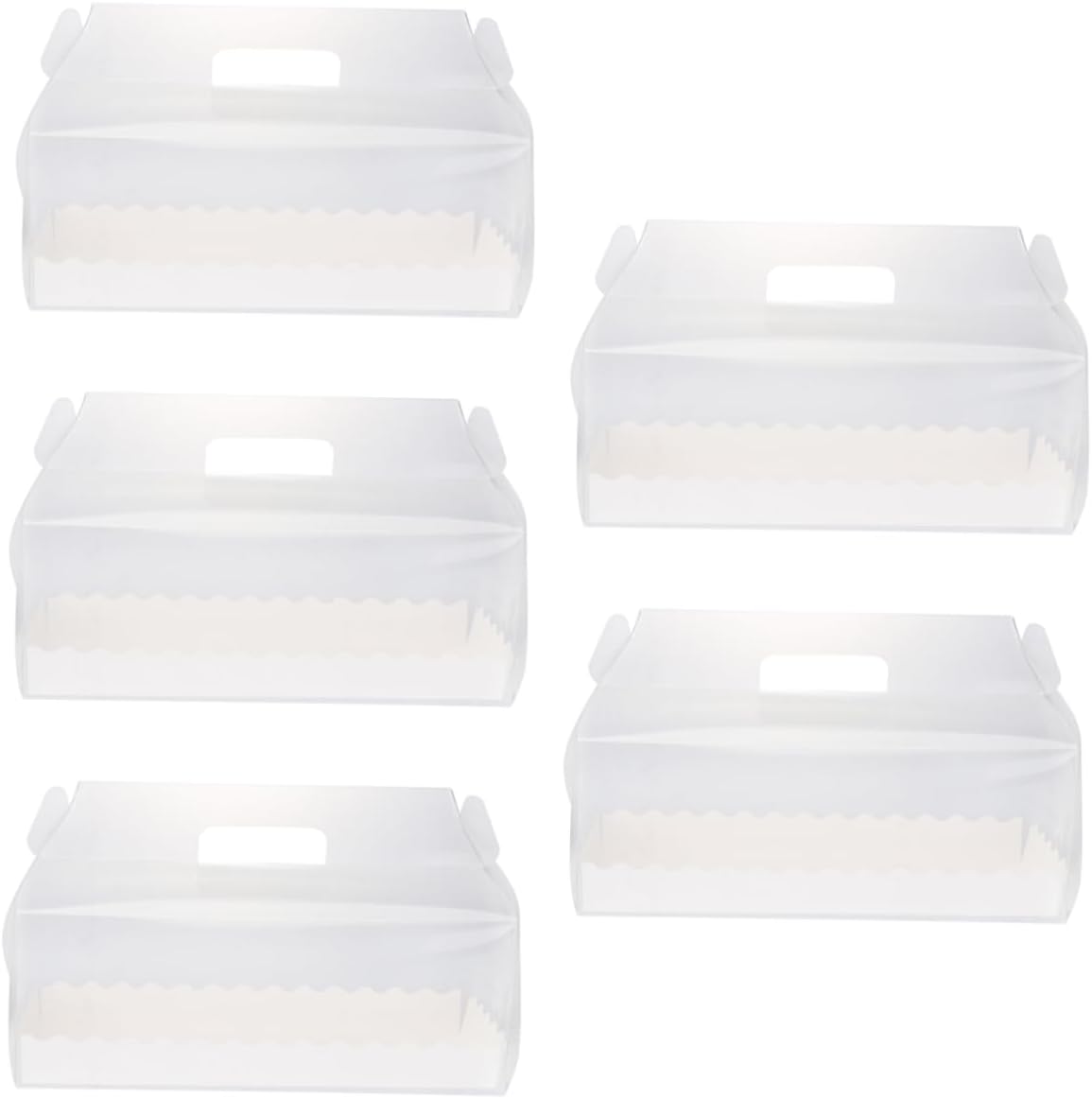 Zerodeko 5 Pcs PET Roll Cake Wrapping Boxes with Handle for Bakery