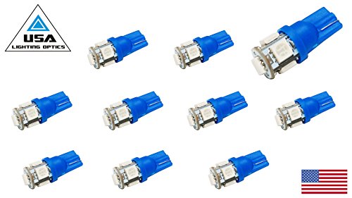 10x 194 LED Bulb 168 2825 T10 5-SMD Super Blue LED Vehicle Light Bulbs