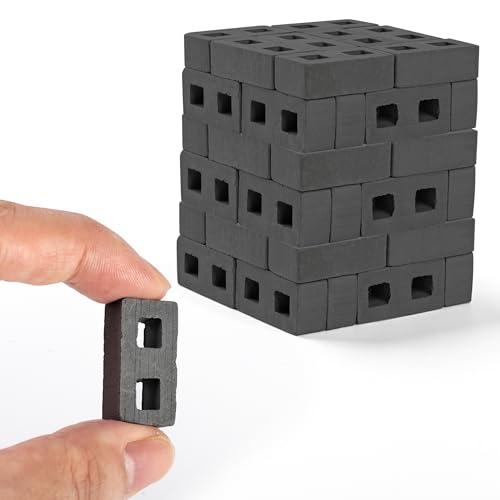 VELATYVIO 60Pcs Mini Bricks for Crafts 1/12 Scale Cinder Blocks Miniature potter's Clay Blocks for Garden Landscaping Model Architect Buildings DIY Construction Office Desk Toys Supplies (Grey)