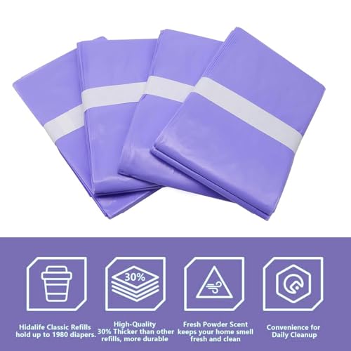 Image of Refills Only Compatible with Dekor Classic Diaper Pail Refills, Diaper Pail Refill Bags Extra 12% Length 4 Pack for 2376 Diapers, Extra Length Diaper Pail Refills