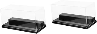 2 Pcs Figure Display Box Plastic Baby Doll Toy Storage Box Square Stand Action Figure Display Box Toys Collectibles Boxes Display Cabinet Black Storage Holder Gift Packing Box
