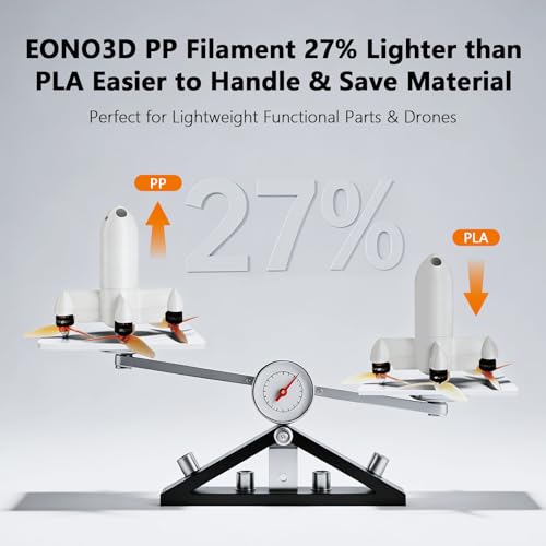 Image of PP Filament 1.75mm Polypropylene Filament,White 1kg /2.2lbs Durable Semi-Flexible 3D Printer Filament for Functional Parts & Prototyping, No Warping, 5 Build Sheets Included