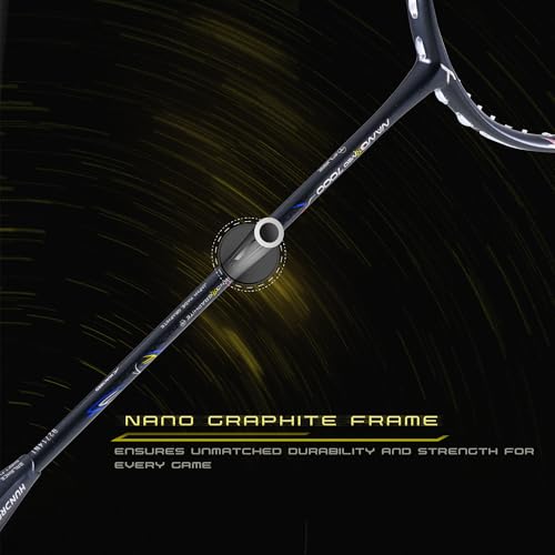 Image of Hundred Nano Neo 7000 (4U) Unstrung Badminton Racket with Full Cover | 83 Grams | Maximum Tension ≤32 lbs (Charcoal /Black)
