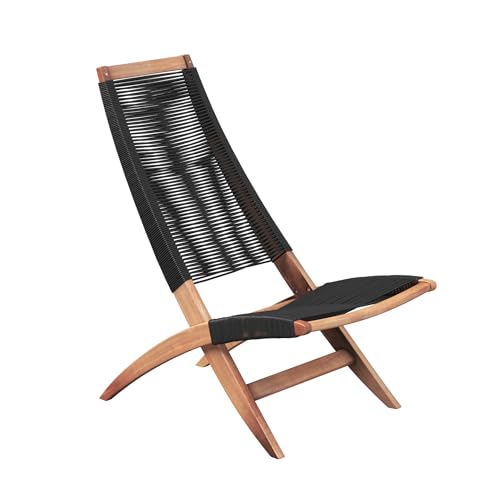 Balkene Home Wooden Outdoor Lounge Chair - Black