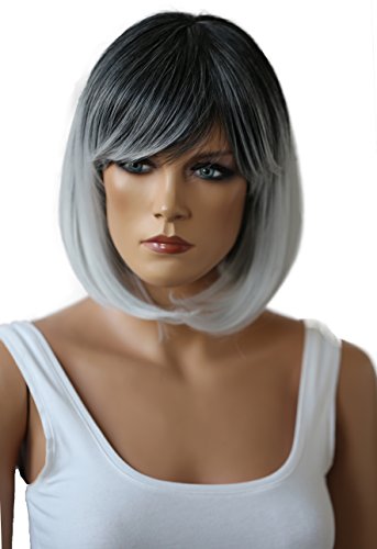 PRETTYSHOP Peluca Bob Shorthair Cosplay Teatro Show Smooth Grey Mix SH032o
