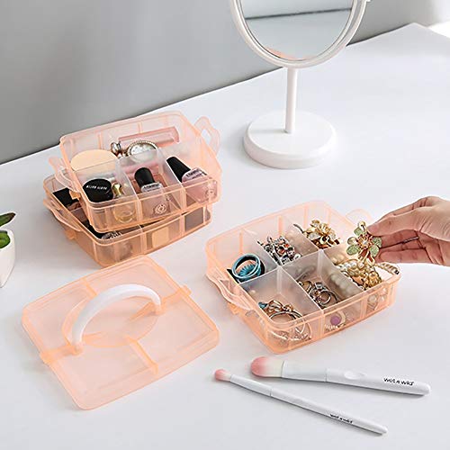 Yb&Gq Transparent Plastic Storage Box,3-Tier Adjustable Compartment Slot Organizer For Toy Jewelry Accessory Drawer,Removable Dividers Container Blue 15X15X12.5Cm(6X6X5Inch) #TOP4