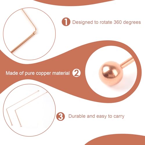 2pcs Wünschelruten aus 99,9 Prozent Reinem Kupfer, Wünschelrute Kaufen für Wassersuche Schatzsuche und Suche Nach Vergrabenen Objekten, Hochwertige Wünschelrute Kupfer für Energiearbeit und Geomantie