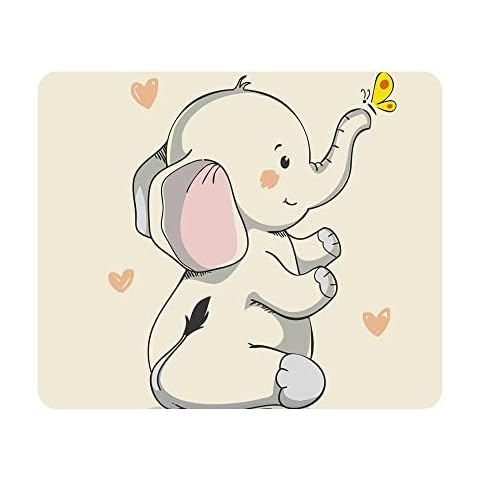 IBILIU Cute Elephant Gaming Mouse Pad Heart Butterfly Trunk Fun Lovely Pale Non-Slip Rubber Mouse Pad Rectangle Mousepad for Computers,Laptop, Office, Home 9.5 X 7.9 Inch Cover