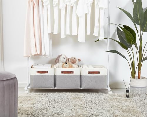 Decomomo GREY & WHITE Storage Bins | Fabric Storage Baskets For Shelves For Organizing Closet Shelf Nursery Toy thumb #8