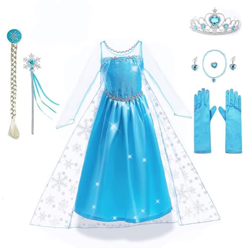 Yigoo ELSA Eiskönigin Prinzessin Kostüm Kleid Mädchen Kinder mit elsa...