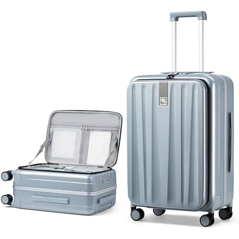Hanke 26 Inch Checked Luggage with Spinner Wheels PC Hard Suitcase Top Open Aluminum Frame Tsa Luggage Rolling Suitcases for Travel Woman Men.(Grey) Cover
