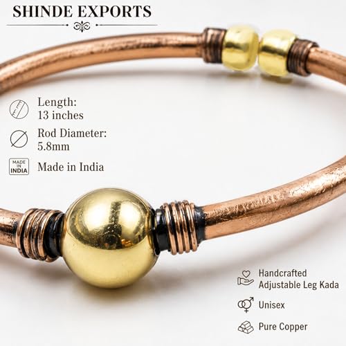 Image of SHINDE EXPORTS adjustable pure copper leg anklet bracelet kada for men and women indian jewelry
