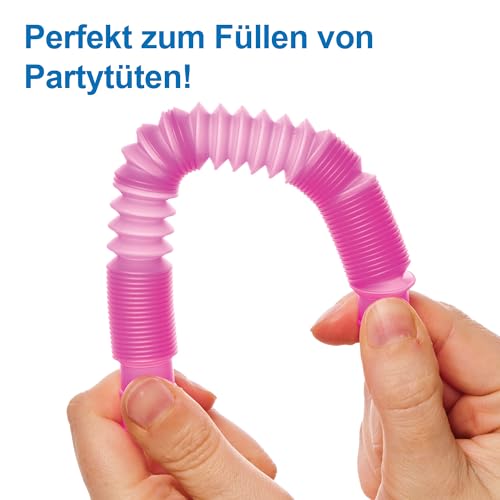 Baker Ross FN225 Pop Tube Zappelspielzeug – 12er-Pack, lustiges Fidget-Spielzeug für Kinder mit Partytüten