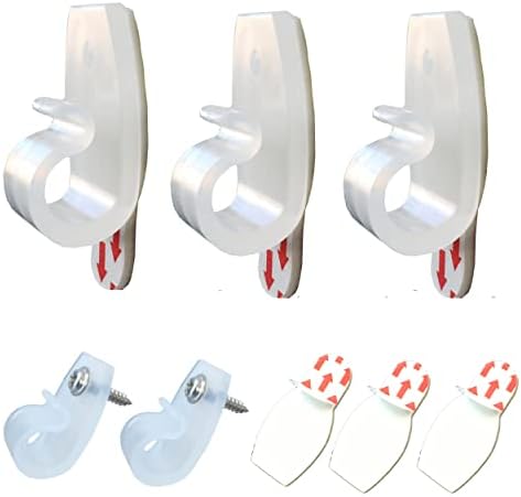 CTSGC Clear Cord Clips, 60-Clips with 60-Screws, 66-Adhesive Strips Light Cable Clips, Fairy/Christmas Light Clips Decorate Damage-Free Wall Clips Wire Holder for Indoor Outdoor String Lights Cable