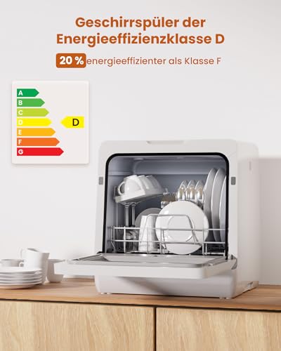 HAVA HAVA 2025 NEUE Geschirrspüler mit Wasserenthärter und erhöhter Energieeffizienz, Spülmaschine mit 8 Programmen, Kindersicherung & verzögerter Start, keine Installation erforderlich - Detailansicht 2 | Einbau-Geschirrspüler