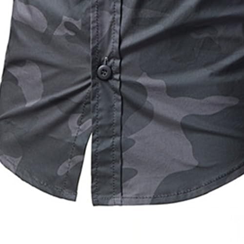 Shirts for Men Long Sleeve Button Shirts Camo Washed Military Shirt Camping Fishing Outdoor Tops with Pockets2