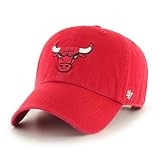 47 Brand NBA Unisex Basketball Team Color Home Primary Logo Clean Up Adjustable Cap Dad Hat Adult One Size Fits All - Chicago Bulls - Red