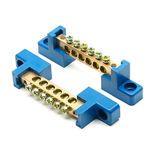 Bonsicoky 2Pcs Ground Bus Bar Terminal Block, 5 Terminal Positions Wire