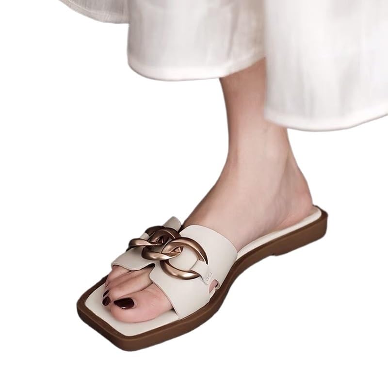 Sandals and Slippers ffor Women with Flat Bottoms and Half Pallets for External Wear(38)3