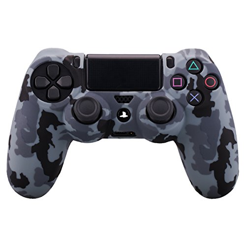 Yorha Water Transfer Printing Camouflage Silicone Cover Skin Case For Sony Ps4/Slim/Pro Dualshock 4 Controller X 1(Snow) With Pro Thumb Grips X 8 #TOP1