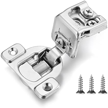 Vallecloud (4 Pack) 1-1/2 Inch Overlay Soft Close Cabinet Hinges, Kitchen Concealed Hinges for Face Frame Door, European Hinges with Brushed Nickel