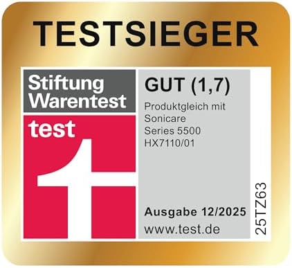 Bild 1 - Philips Sonicare 5500 elektrische Zahnbürste, Schallzahnbürste mit 2 Putzmodi, Andruckkontrolle, EasyStart, SmarTimer und BrushPacer, Weiß, Modell HX7110/02 [Neue Technologie]
