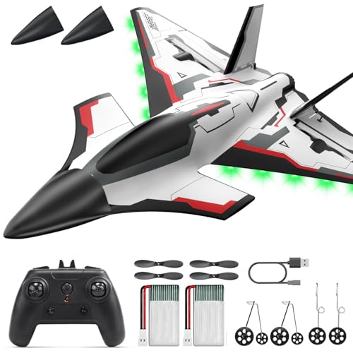 DEERC Future RC Plane 4 Channel Remote Control Jet Hobby Airplane with LED Lights RTF Aerobatic Aircraft Toys,2.4GHz 6-axis Gyro Stabilizer EDF EPP Glider Aircraft Plane for Adults Beginners Advanced
